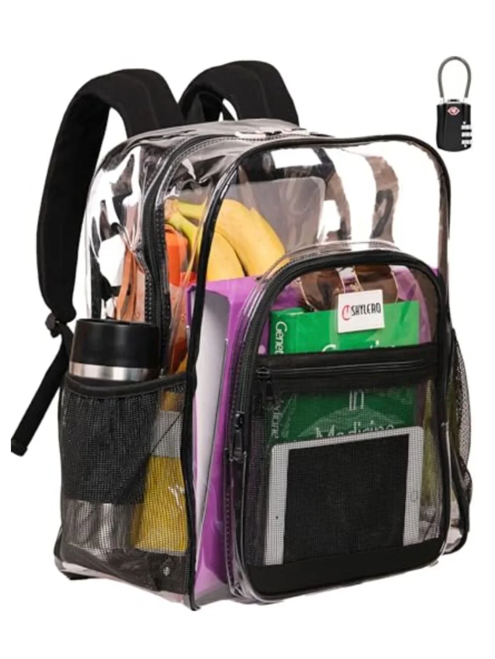 Extra Large Clear Backpack Heavy Duty PVC with TSA Lock for School Travel